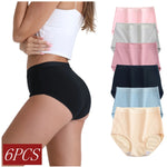 6Pcs/Set Women Cotton Panties High Rise Briefs Female Breathable Underpants Sexy Lingerie Tummy Control Underwear M-XXXL