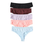 5Pcs/SetWomen Panties Low Rise G-String Thongs Seamless Underwear Female Underpants Sexy Lingerie Solid Color Bottom M-XL