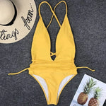 New 2025 Sexy Deep V Neck Wrap Around Female Swimwear One Piece Swimsuit Women Backless Monokini High Cut Bathing Suit Swim Lady