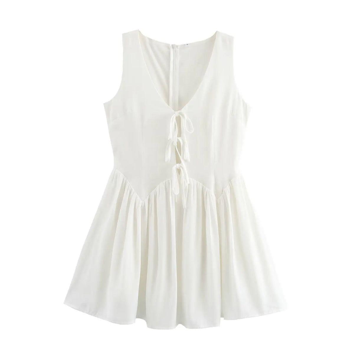 Foridol Bowknot Tie-up Summer White Dress Women Sleeveless Beach A-line Short Dress 2025 Occasion Boho New in Sundress