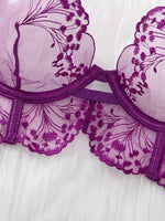 Valentine's Day Ladies Black Forest Wave Lace Sexy Underwear Set Romantic Floral Trim Bustier Nightgown for Women