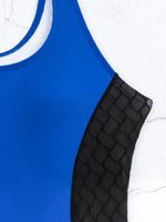 2025 Patchwork Sport One Piece Swimsuit Blue Black Swimwear Women Professional Sport Bathing Suit Surfing Korean Swimming Suit