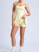 Summer Color Blocking Tennis Dresses Women Thin Shoulder Strap Slim Workout Golf Skirts Outwear Gym Running Pleate Dress