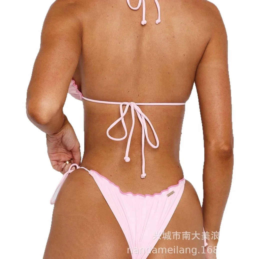 New Floral Print Bordered Bikini Set Sexy Swimwear Women Bikinis Swimsuit Micro Thong Bandage Bathing Suits