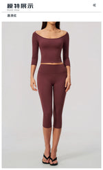 Fashion Mid Sleeve T-shirt Yoga Suits Tight Fitting Slim Sports Tops High Waist Peach Hip Mid Pants Gym Running Fitness Outfits