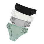 4Pcs/Set Cotton Panties Women Low Rise Briefs Breathable Underwear Solid Color Lace Trims Panty Female Underpants Sexy Lingerie