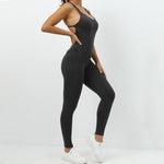 Seamless High-Waisted Peach Hip Yoga Jumpsuit for Women - Fast Drying Sweat-Wicking Tight Running Sports Jogging Gym Activewear