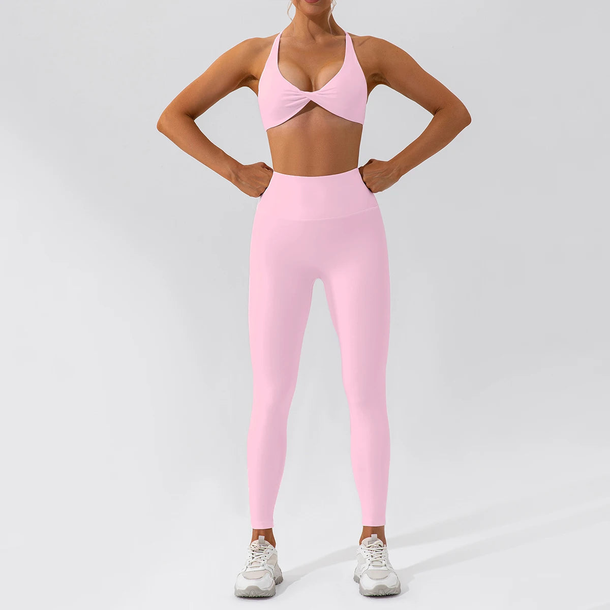 Hearuisavy Summer 2PCS Long Sleeve Gym Set Women Yoga Clothes Quick-Drying Sportswear Running Leggings Workout Sports Crop Top