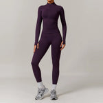2/3PCS Yoga Set Women Workout Set Seamless Sportswear Gym Clothing Fitness Long Sleeve Crop Top High Waist Leggings Sports Suits
