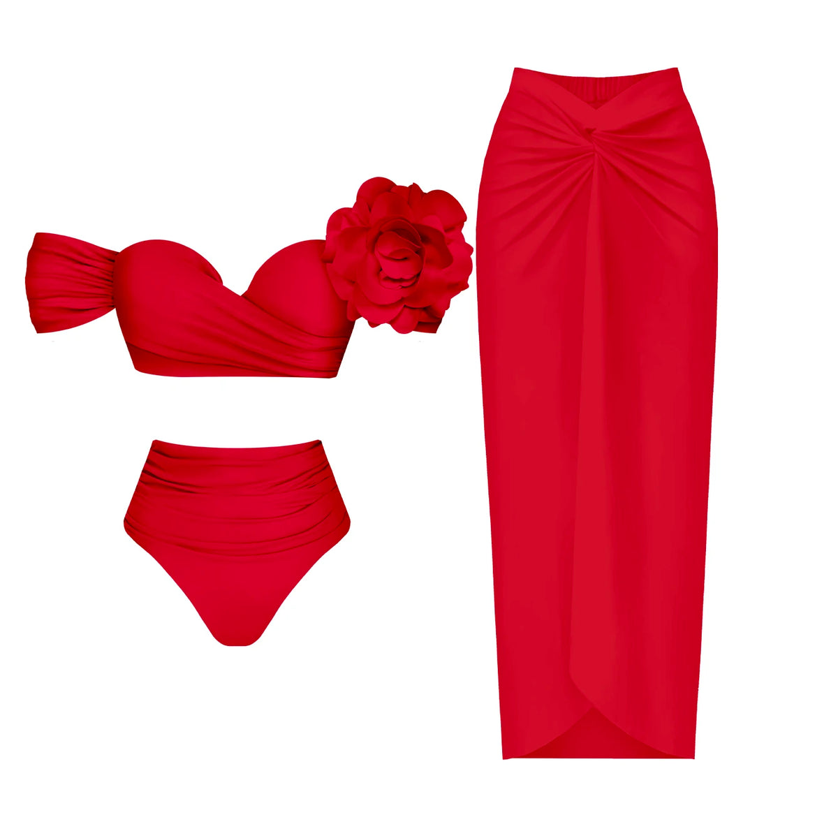 Floral 2Pcs Sexy Swimsuit 2026 Bandeau Biquini Women Bikini Push UpSwimwear Female Swim Suits Cover Up Bathingsuit Beachwear