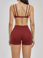 Women 2PCS Yoga Suit Double Strap Shockproof Sports Bra High Waist Tigh Short Fitness Suit Gym Running Leggings Tracksuits