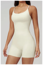 Summer New Hollow Open Back Criss Cross Yoga Jumpsuit Women Outdoor Solid Sleeveless Hip Lifting Pleate Sports Fitness Suits