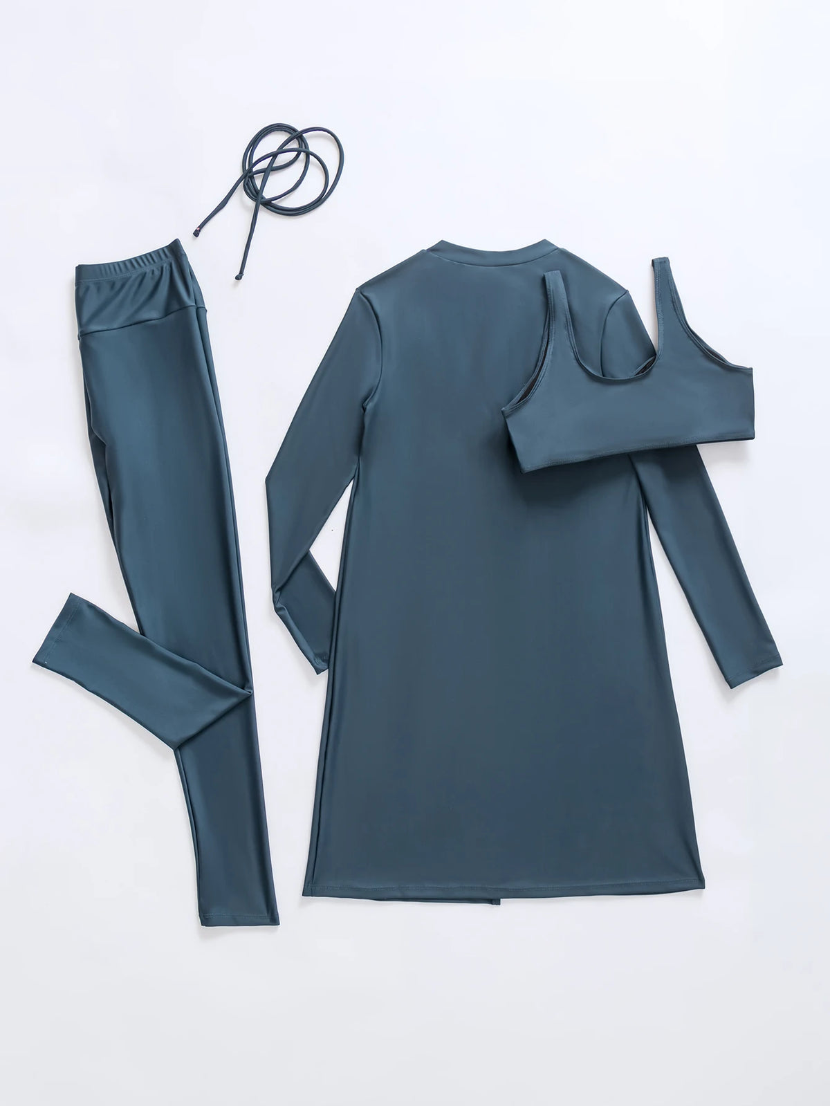 New Muslim Swimwear Burkini 3pcs set solid color swimsuit for Muslim Women long sleeve suits diving suit and surf wear in summer