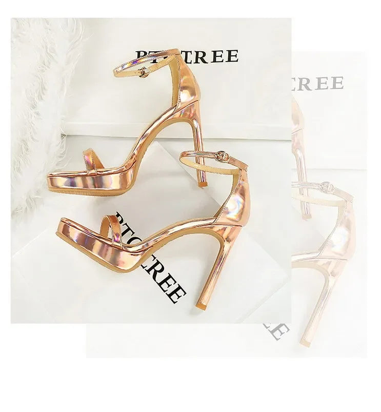 Women's High Heels Thin Heel Waterproof Platform Sandals Fashionable for Skirts New Model Shoes for Shows Summer Collection