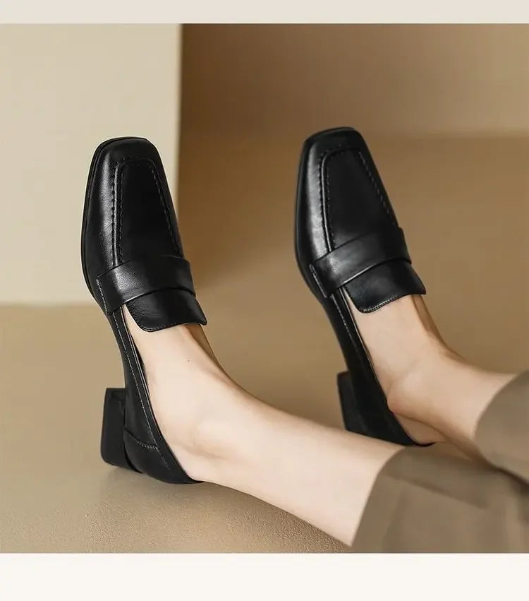 Style Spring Autumn Versatile British Style Flat Shoes Women's Vintage Leather Pumps High Heel Shoes Summer Season 2026