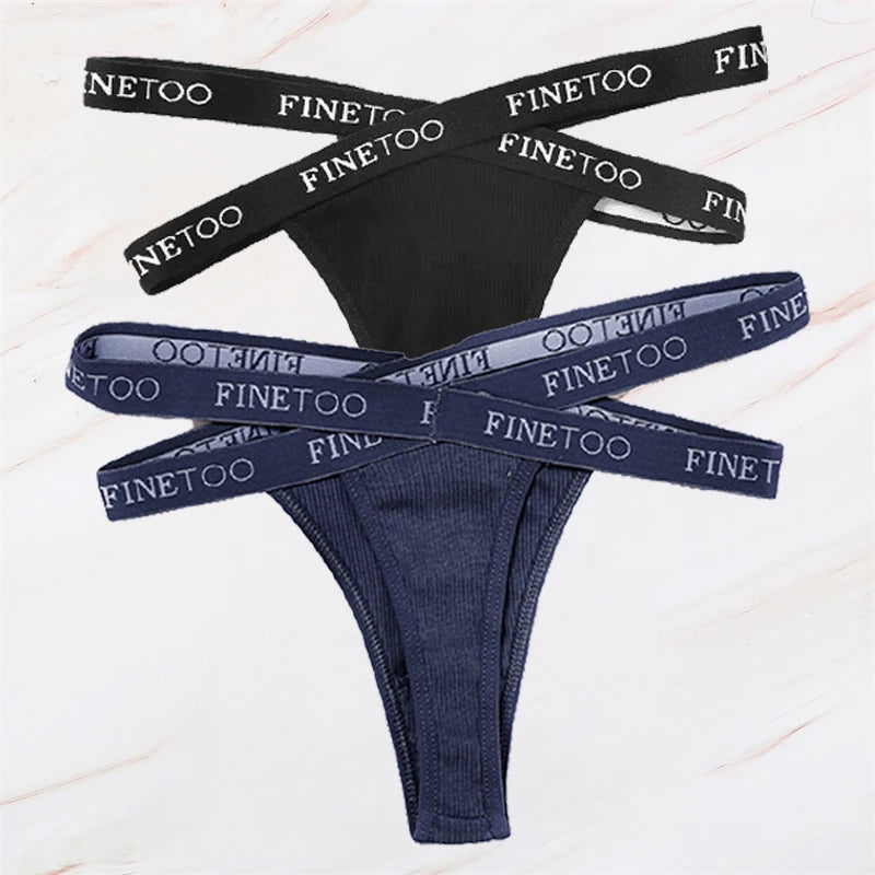 2Pcs/Set Women Thongs Panties Female Letter Belt Underwear Ladies Cotton Cross Strap Bikini M-XL G-String Girl Intimate Lingerie