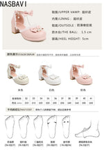Girls Women 2026 Lolita Square Heeled Leather Single Shoes White Bow Lolita Mary Janes Summer Buckle Strap Sandals Dress Shoes