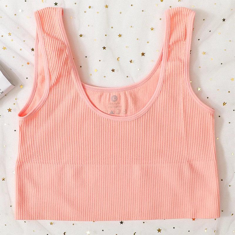 Seamless Bras For Women Streetwear Rib Sports Tank Top Sexy Lingerie No Pads Crop Top Female Fitness Underwear