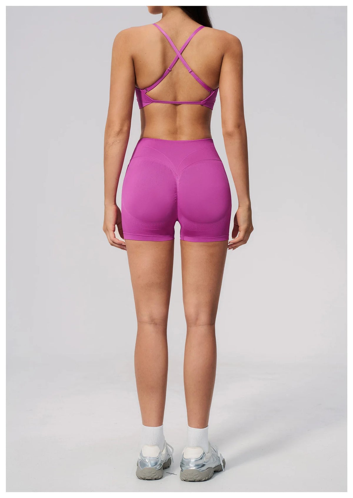 Seamless Yoga Excersize Sets Women Cross Back Sports Bra Tracksuit Workout Clothes High Waist Hip Lifting Shorts Fitness Suits