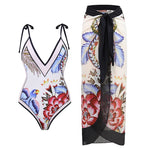 2024 Sexy Sling Ruffle Solid Two Pieces Bikini Women High Waist 3D Flower Swimsuit Skirt Summer Backless Beachwear Bathing Suit