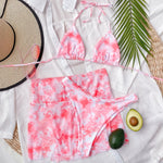 4 Colors Sexy Bikini Set 3-Piece Swimwear Swimsuit Women Halter Print Bikinis Set Bathing Suit Beach Bikini Trajes De Bano Mujer