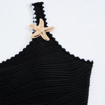 Women's One Piece Swimsuti Sexy Black Metal Starfish Ornament Tummy Control Swimwear 2025 Summer Bathing Suit Holiday Monokini