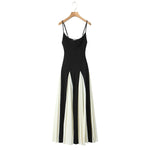 Foridol Black Beige Patchwork Summer Women's Dress Spaghetti Strap A-line Pleated Party Vestidos Sleveless Beach Casual Dress