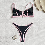 Sexy Black Bikinis Sets Pink Edge Swimwear V Neck Swimsuit Woman 2026 Micro Thong High Cut Bathing Suit Bikinis De Mujer Biquini