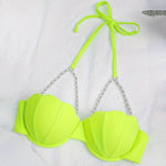 Women's Seashell Tops Backless Halter Bikini Bra Bathing Suit with Pearl Chain Bohemian Beach Vest