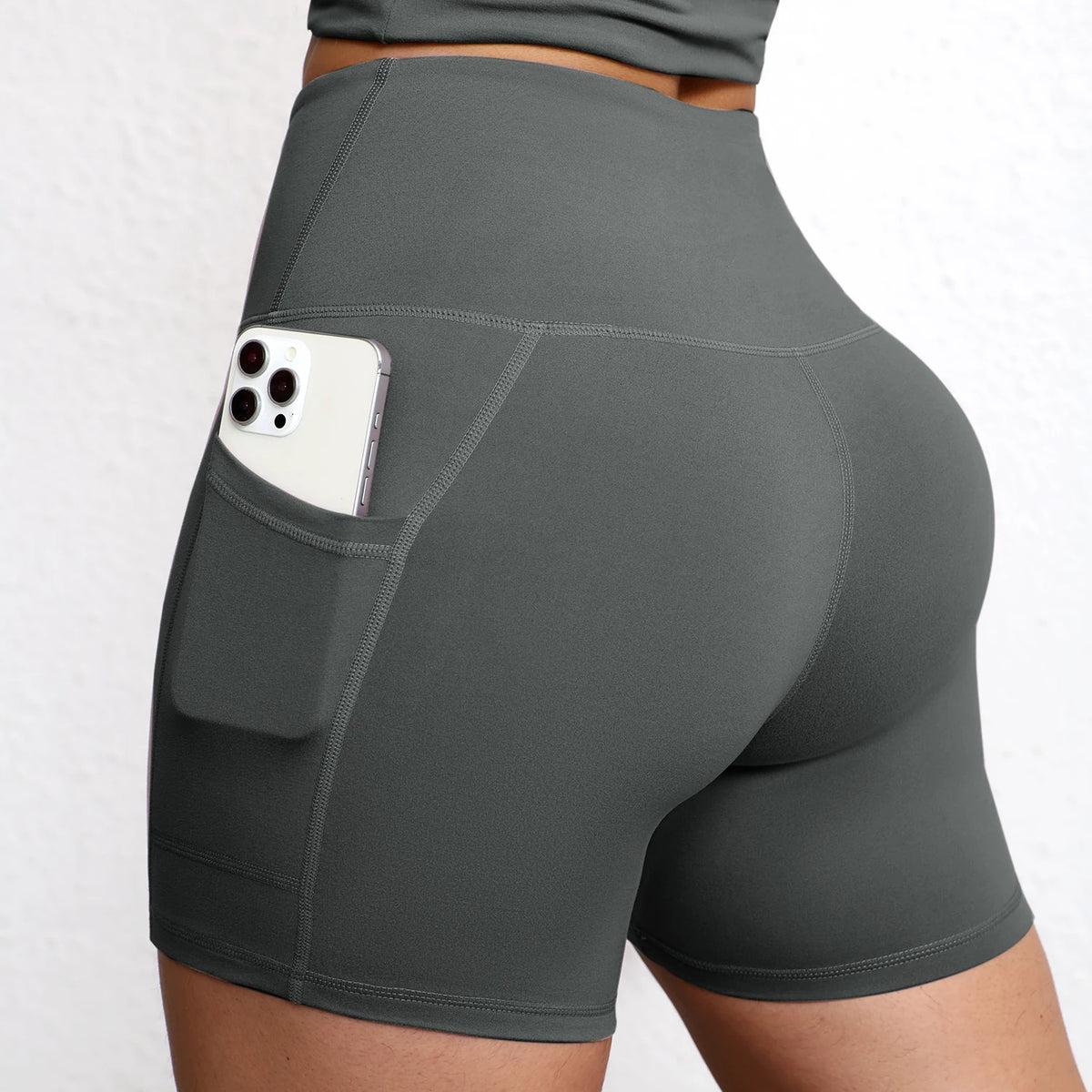 3Pcs Summer Butt Lifting Yoga Pockets Shorts High Waist Cyclings Tights Workout Jogging Shorts Sportswear Gym Running Short