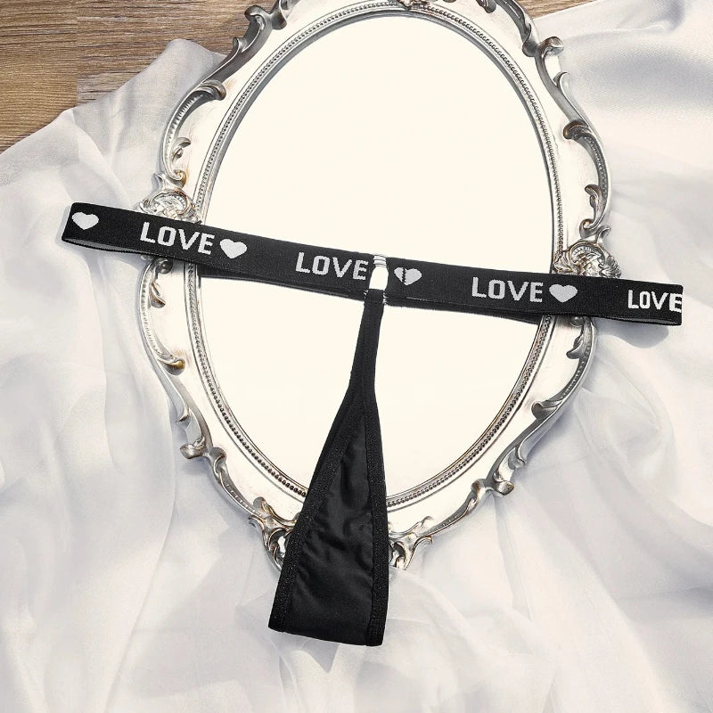 1pcs Letter Low Waist Fashion Sexy Women Thongs Sexy Lingerie Breathable Lady G-string Underwear T-back Black Female Panties