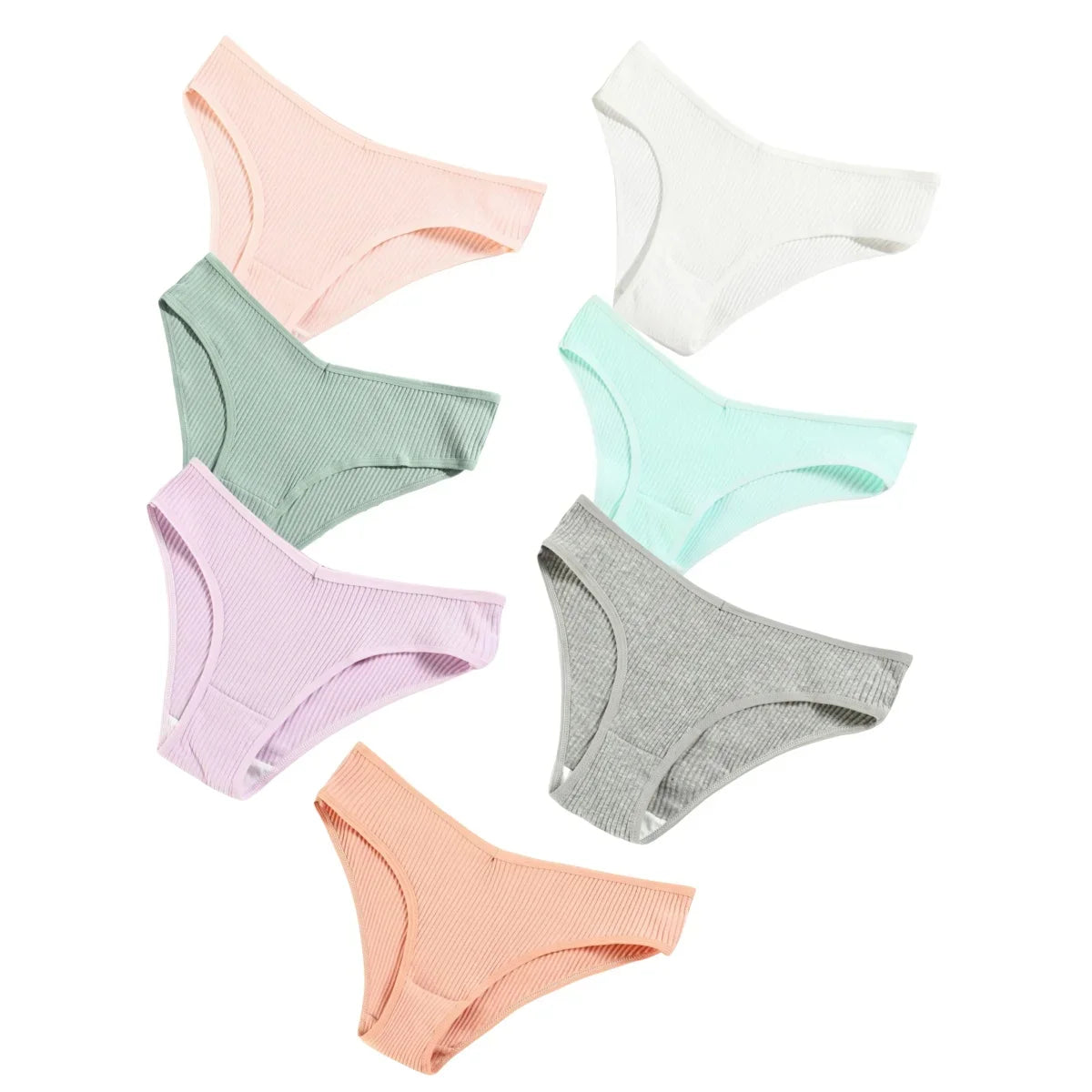 7Pcs/Set Cotton Panties Low Rize Panties For Women Breathable Underwear Female Underpants Sexy Lingerie V-waist Briefs M-2XL