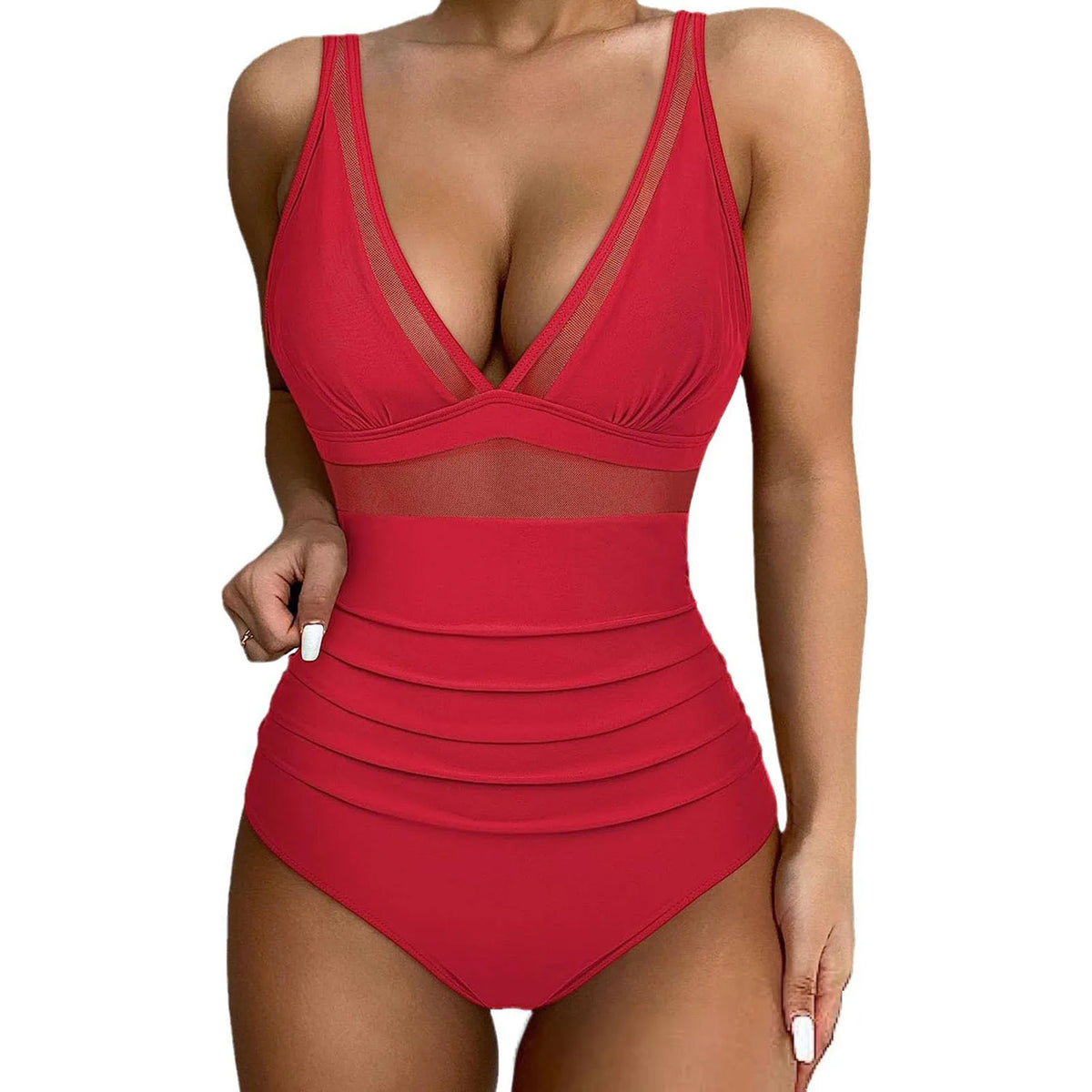 One Piece Women Swimwear 2025 Strapless Ruffle Tummy Control Bandeau Swimsuit Removable Strap Slimming Women's Bikinis