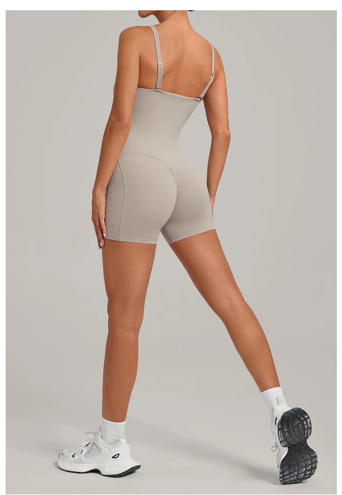 Womens Two Way Wear Bodysuit Sleeveless Yoga Stretch One Piece Romper Sexy Fitness Side Pockets Sportwears Bodysuit