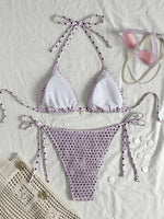 Sexy Purple Polka Dot Print Bikini Set Women Shell Pleate Push Up Bra Bandage Thong Swimsuit 2026 Summer Bathing Suit Swimwear