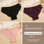 3Pcs Lace Sexy Transparent Panty Women's Panties Sexy Breathable Pink-Brown Series Underwear Female Low Waist Soild Lingerie
