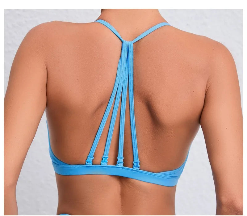 Women's Detachable Strap Yoga Bra Top Seamless Racerback Sweat-Wicking High Support for Yoga Running & Low Impact Workouts