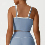 Women's Seamless Yoga Vest - Fake Two-Piece with Backless Removable Padded Sports Bra Stretchy Running Fitness Tank Top