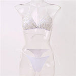 Halter Luxury Pearl Bikini Mini Micro Bikinis Female Swimsuit Women Swimwear Two-pieces Bikini Set Bather Bathing Suit Swim Lady