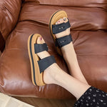 Thick Heel Sandals Women's Summer Outdoor Casual Double Buckle Beach Slippers Comfortable Lazy People Design Sensation