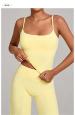 GYM Tank Top With Built In Bra women's Yoga clothing running Square Neck fitness vest beautiful back sports Workout