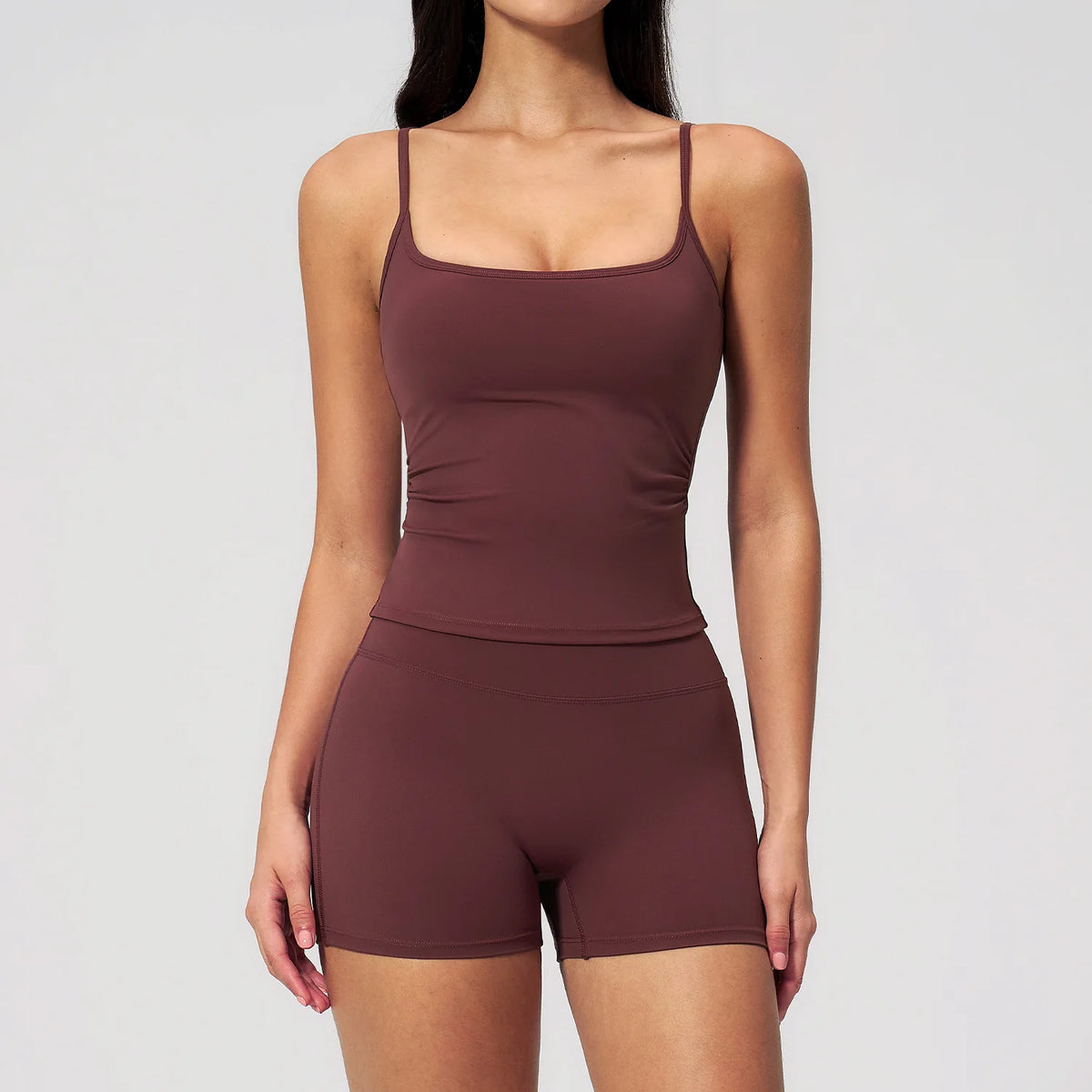 2 Piece Shaved Yoga Sets Women Hip Lifting Shorts Fitness Suit Outdoor Leisure Running Slimming Sports Vest Workout Tracksuit