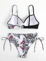 Tropical Print Bikini 2026 Women Drawstring Swimwear Female Push Up Swimsuit Beachwear Bathers Bathing Swimming Swim Suit