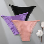 Women‘s Cotton Panties Low Waist Lace Briefs M-XL Comfortable Underwear Ladies Solid Color Underpants Girls Breathable Panty New