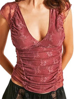 Women Floral Lace Vest Sleeveless V Neck Corset Tops Summer Backless Sexy Tank Top Retro Y2K Aesthetic Clothes