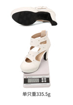 NASBAVI Summer Fashion Women Sandals Round Toe Chunky Heels 12cm Platform 3.5cm Zipper Crystal Plus Size 48 49 50 Party Shoes