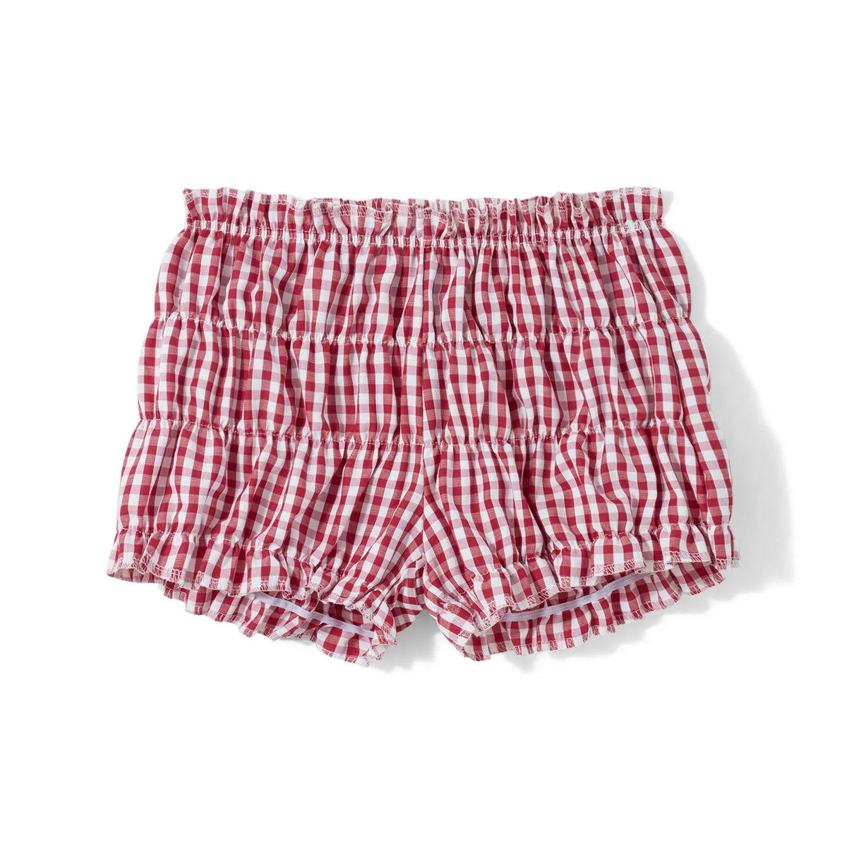 Women Summer Ruffle Shorts Casual Plaid Print Elastic Waist Short Pants for Beach Nightclub Bloomers Streetwear