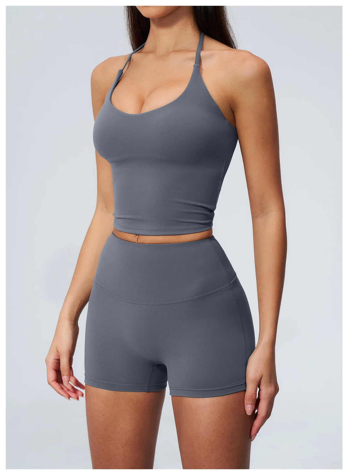 Quick Drying 2 Pcs Yoga Sets Women V Neck Slimming Sports Tank Top High Waist Shorts Fitness Suit Outwear Gym Running Tracksuits