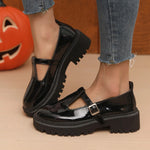 Women T‑Strap Mary Jane Shoes Faux Leather Buckle Lug‑Sole Platform Round‑Toe Vintage Preppy JK Casual Daily Dress Shoes