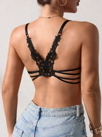 Women's Lace Butterfly Back Beauty Push up Sexy Bras Modern Trend Solid Color Front Buckle Bra for Woman